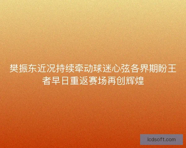 樊振东近况持续牵动球迷心弦各界期盼王者早日重返赛场再创辉煌